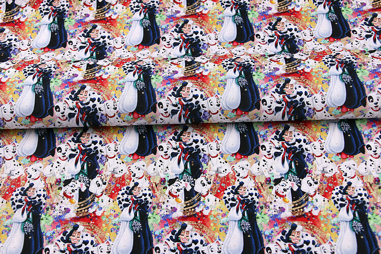 101 Dalmatians & Cruella De Vil, Confetti | PRE-ORDER Cotton Woven | 142cm wide