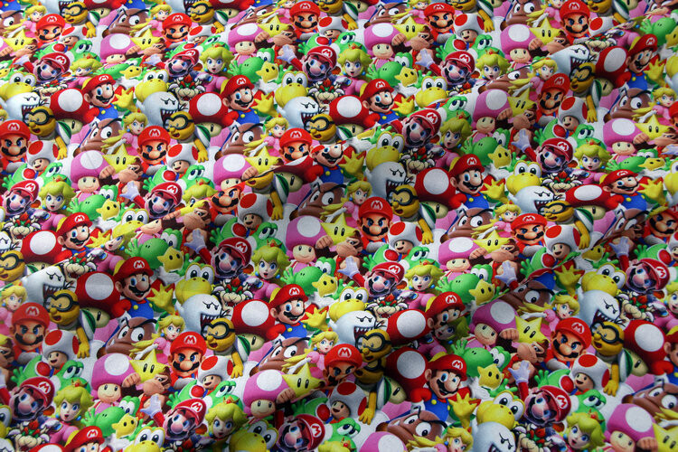 Super Mario, Stacked | PRE-ORDER Cotton Woven | 142cm wide