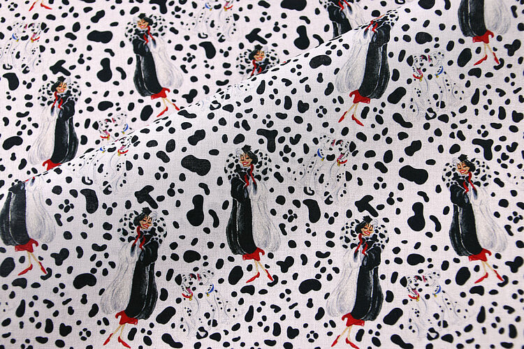 101 Dalmatians & Cruella De Vil | PRE-ORDER Cotton Woven | 142cm wide