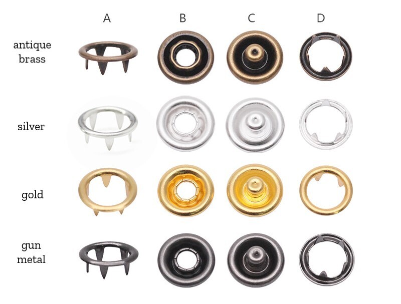 9.5mm (3/8&#39;&#39;) | Metal Snap Fasteners | 10 sets