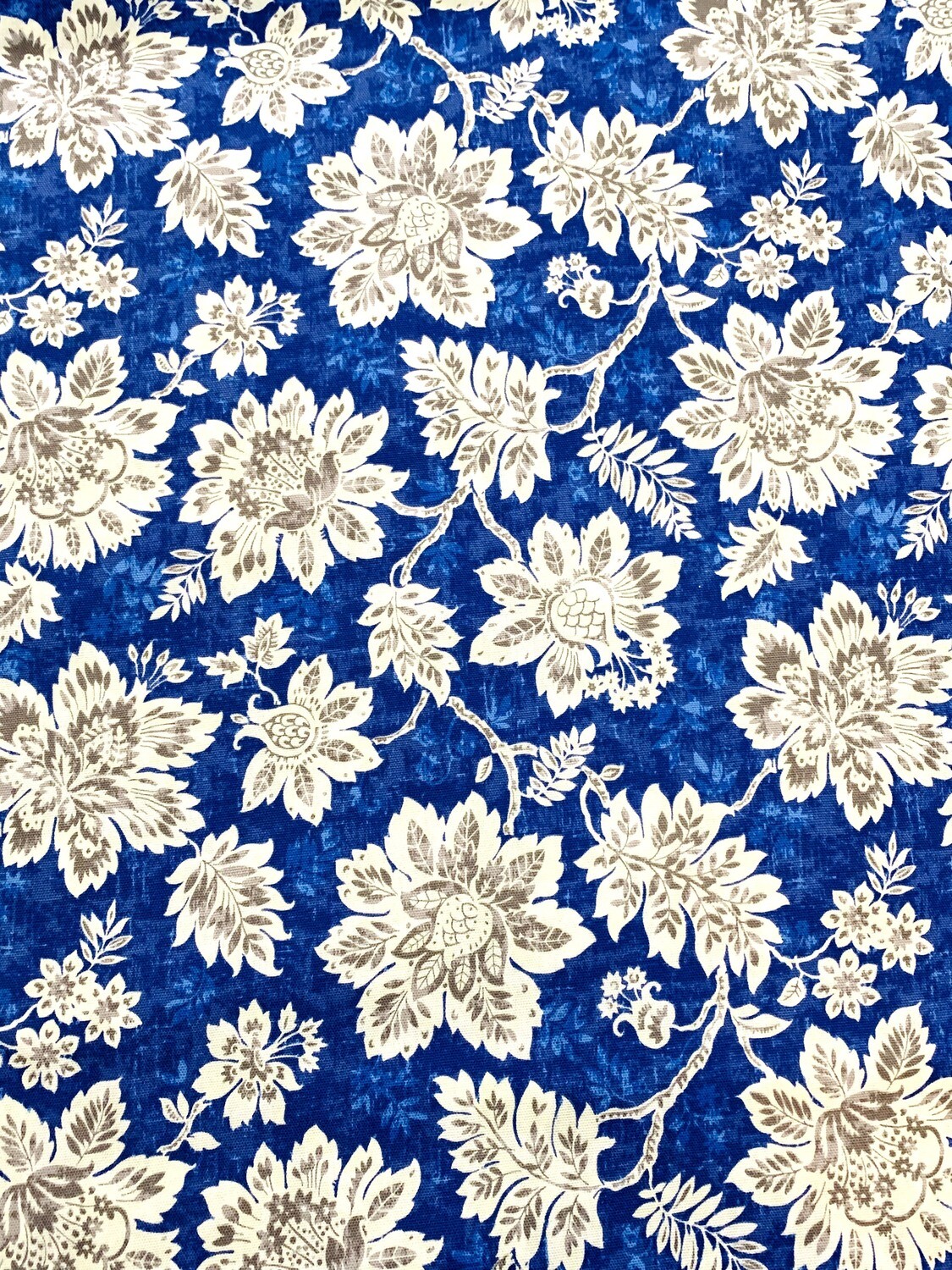 Florals on Sapphire | Cotton Canvas | 112cm wide