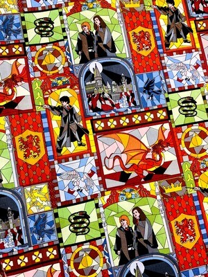 Harry Potter, Stained Glass | Licensed Quilting Cotton | 112cm wide
