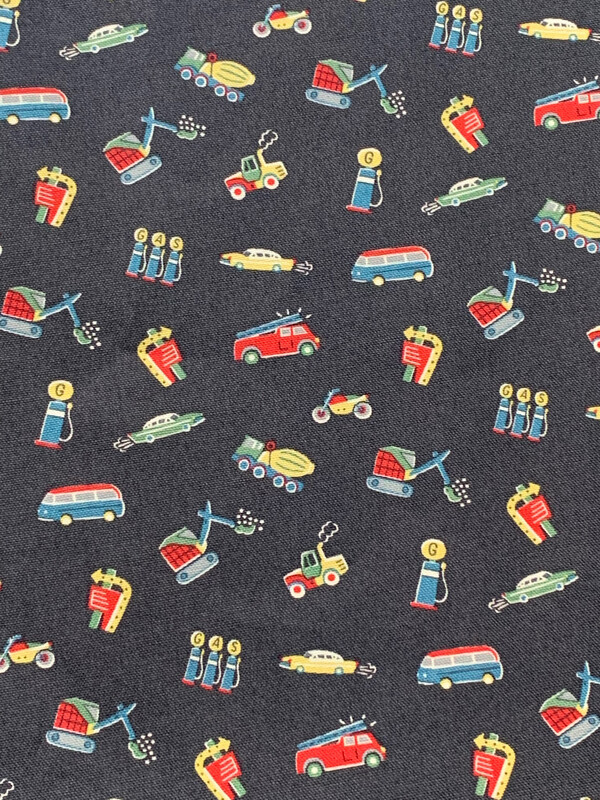 Vehicles Navy Toss | Cotton Canvas | 150cm wide