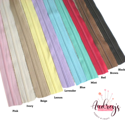 10 Colours | Continuous Zipper Tape, #3 | Nylon