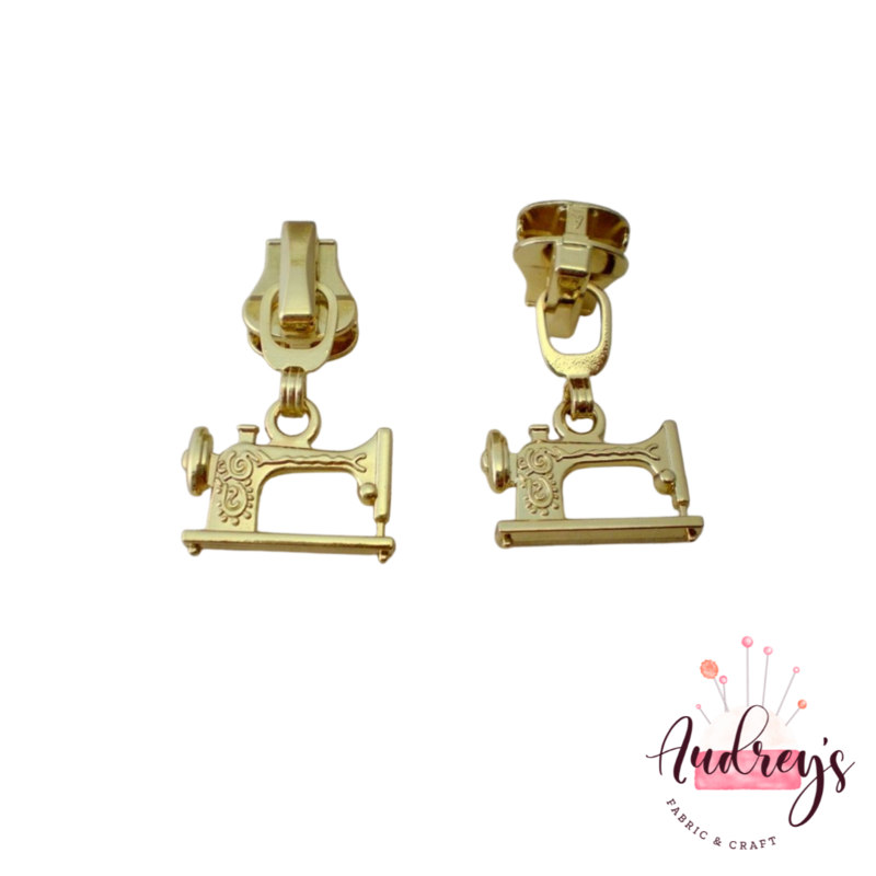 Sewing Machine, Gold | Zipper Sliders | Fits #3 Nylon Zippers