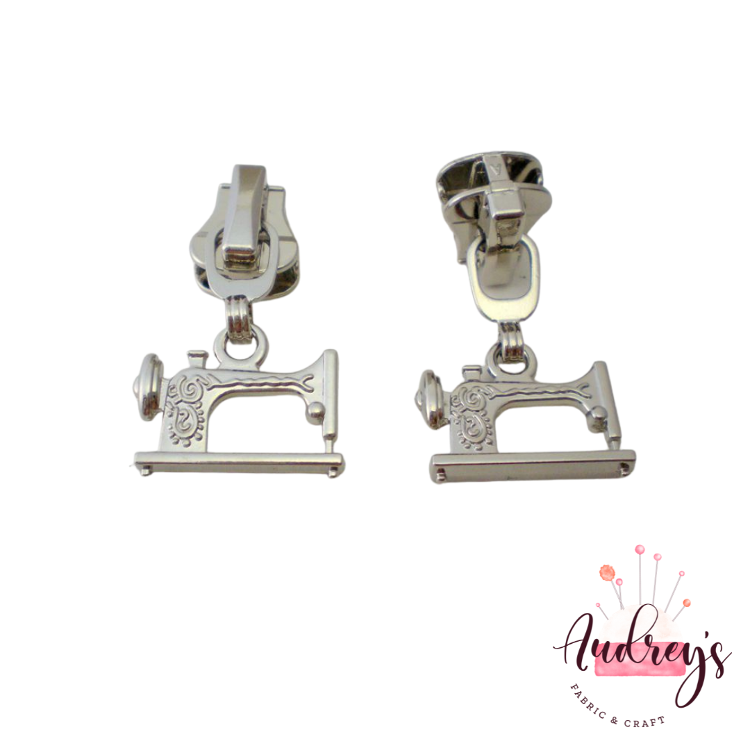 Sewing Machine, Silver | Zipper Sliders | Fits #5 Nylon Zippers