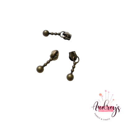 Dew, Antique Brass | Zipper Slider | Fits #3 Nylon Zippers