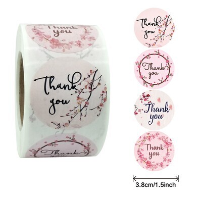 &quot;Thank You&quot; Cherry Blossom | 1.5&#39;&#39; (38mm) Scrapbooking Gift Wrapping Sticker