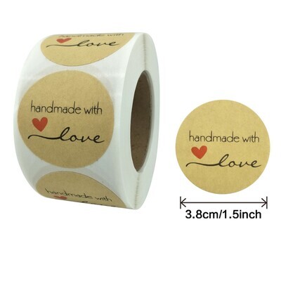&quot;Handmade with Love&quot; | 1.5&#39;&#39; (38mm) Scrapbooking Gift Wrapping Sticker