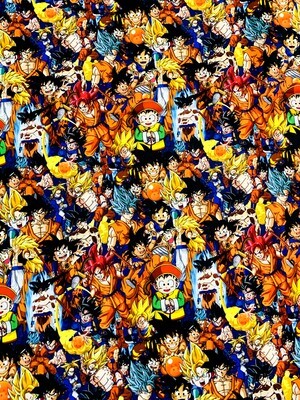 Dragon Ball Z Stacked | Extra-Wide Custom Quilting Cotton Woven Fabric | 145cm wide