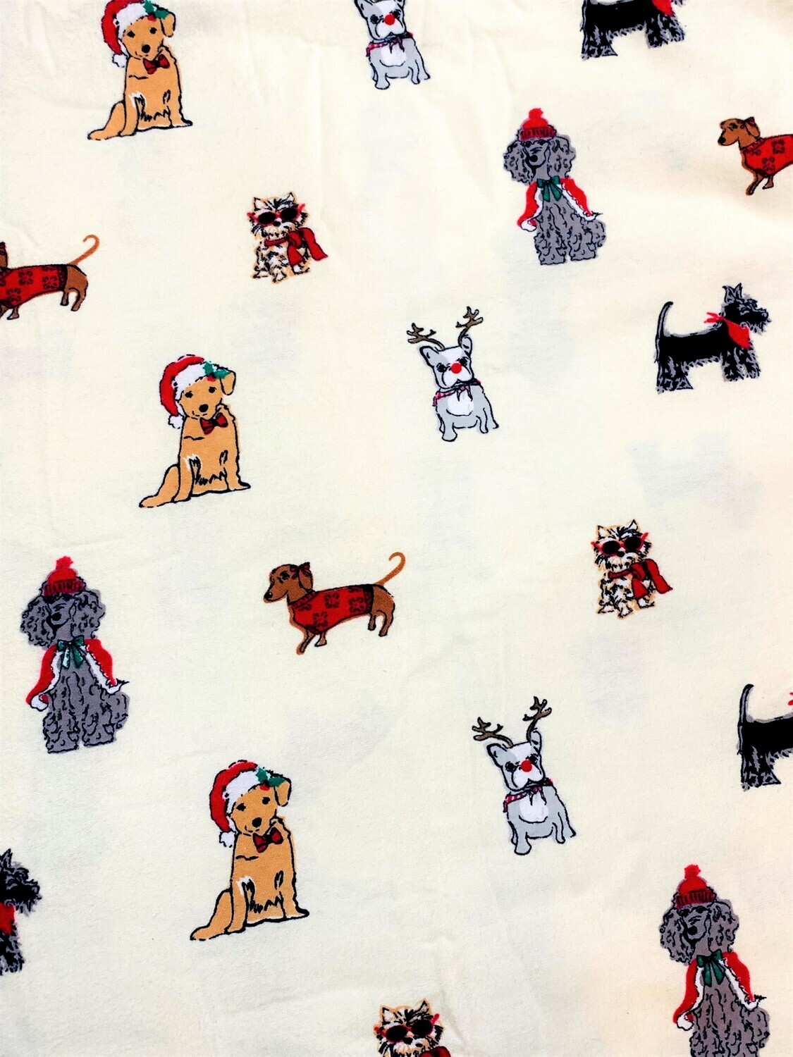 Xmas Dogs on Ivory | Cotton Flannelette | 145cm wide