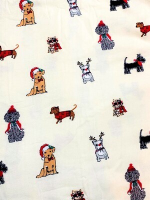 Xmas Dogs on Ivory | Cotton Flannelette | 145cm wide - 1.4m Piece