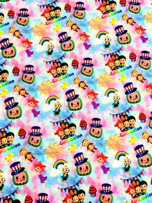 Cocomelon Bunting Toss | Extra-Wide Custom Quilting Cotton Woven Fabric | 145cm wide