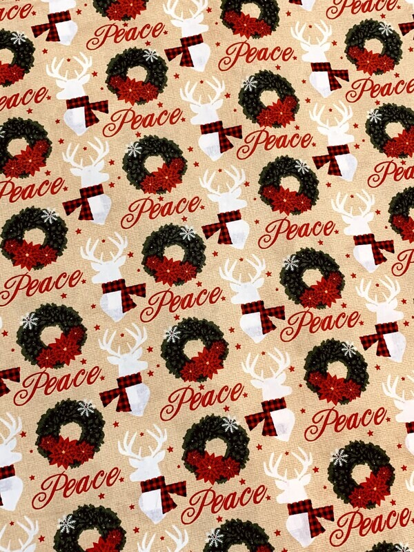 Christmas Peace, Wreaths &amp; Deers | Quilting Cotton | 112cm Wide
