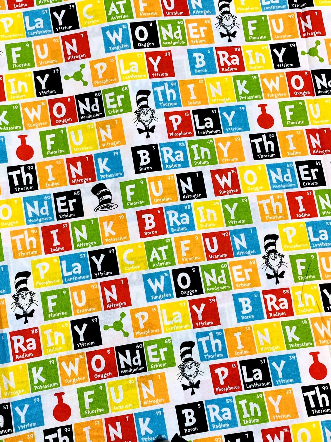 Dr Seuss Science Periodic Table | Licensed Quilting Cotton | 112cm Wide - 1m Piece