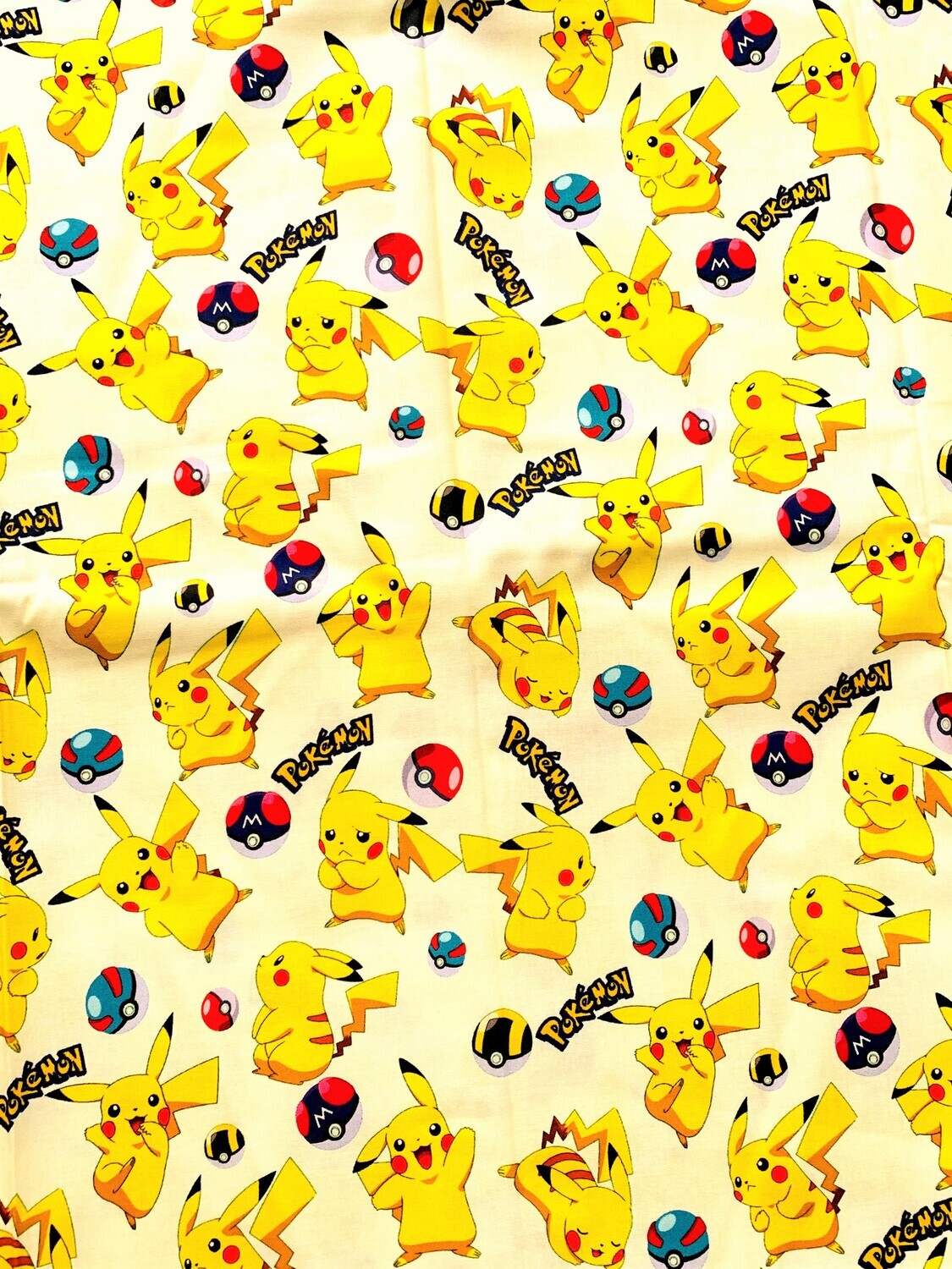 Pikachu, Yellow | Digital Print Custom Cotton Woven | 145cm wide - 0.9m Piece