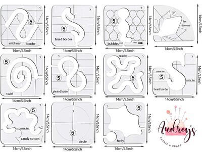 Free Motion Quilting Acryclic Ruler Templates