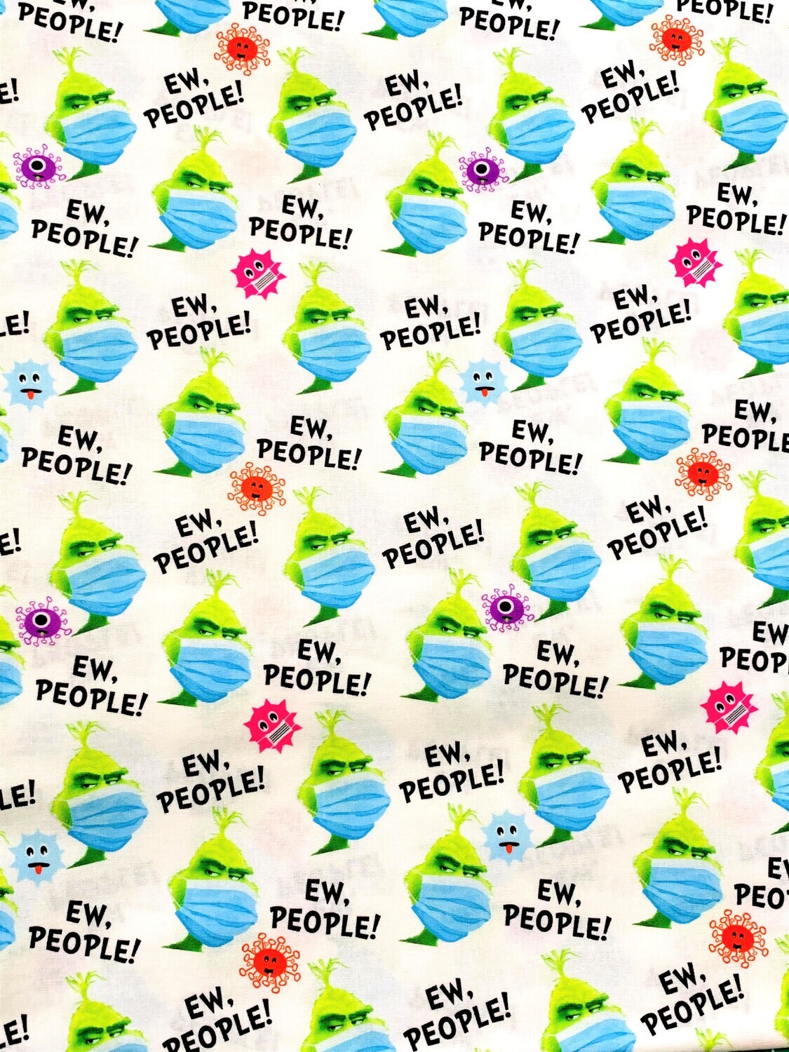 Ew People, Grinch White | Custom Quilting Cotton | 145cm wide - 0.5m Piece
