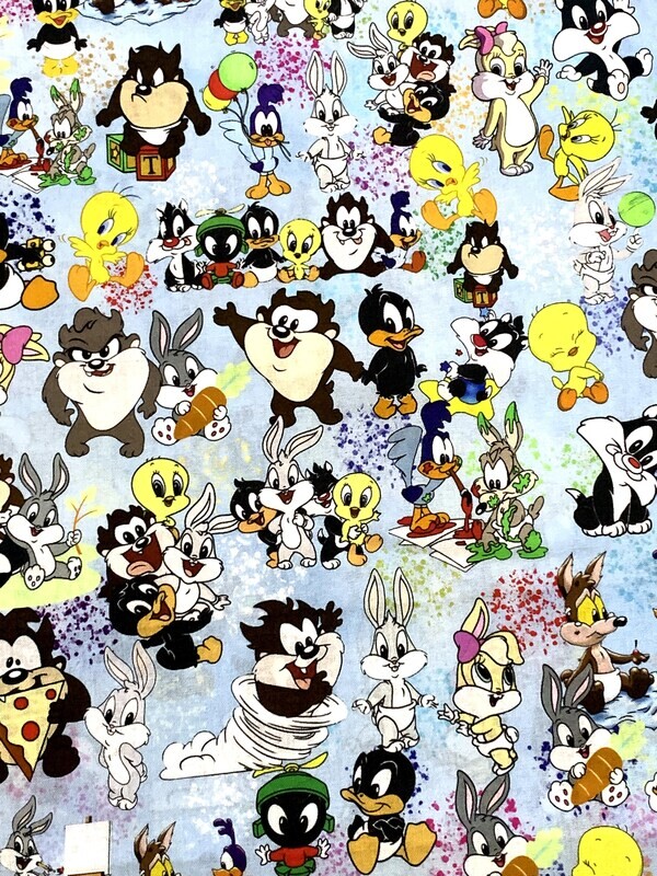 Looney Tunes, Blues | Extra-Wide Custom Quilting Cotton Woven Fabric | 145cm wide