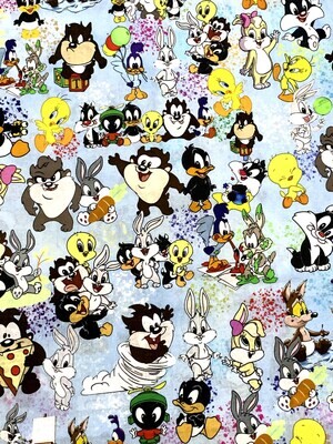 Looney Tunes, Blues | Extra-Wide Custom Quilting Cotton Woven Fabric | 145cm wide