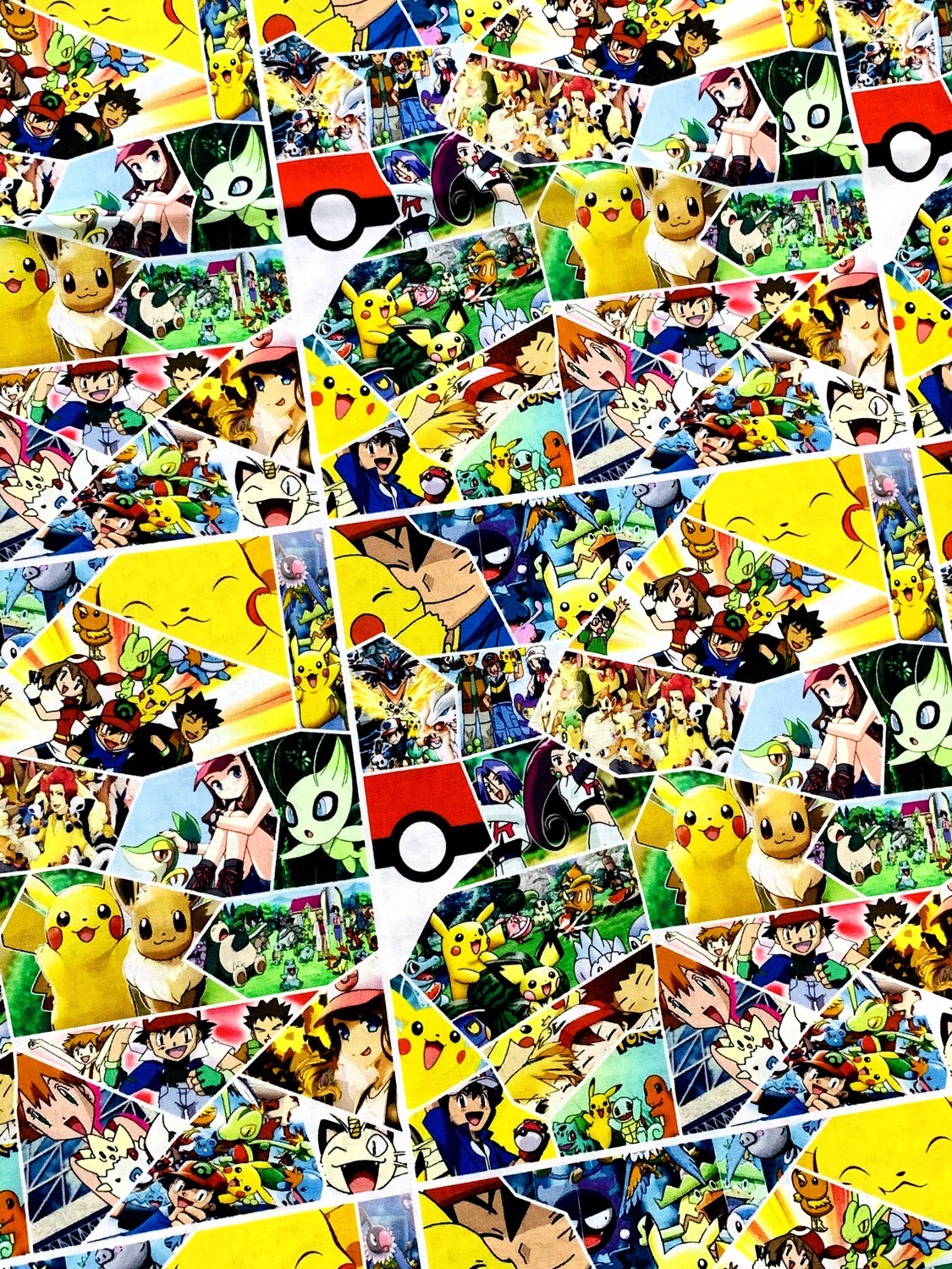 Pokemon Comic Strip | Extra-Wide Custom Quilting Cotton Woven Fabric | 145cm wide