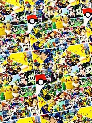 Pokemon Comic Strip | Extra-Wide Custom Quilting Cotton Woven Fabric | 145cm wide