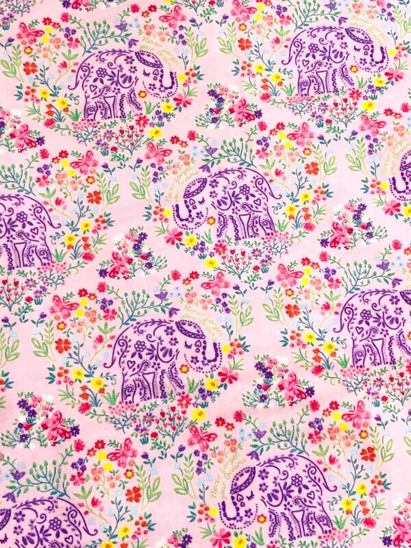 Floral Elephants | Cotton Flannelette | 112cm wide