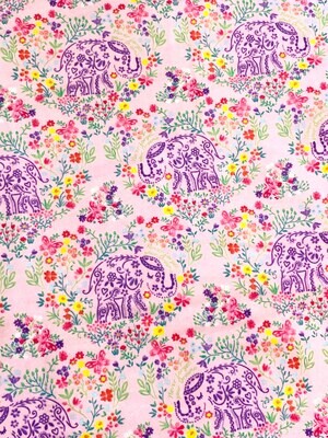 Floral Elephants | Cotton Flannelette | 112cm wide