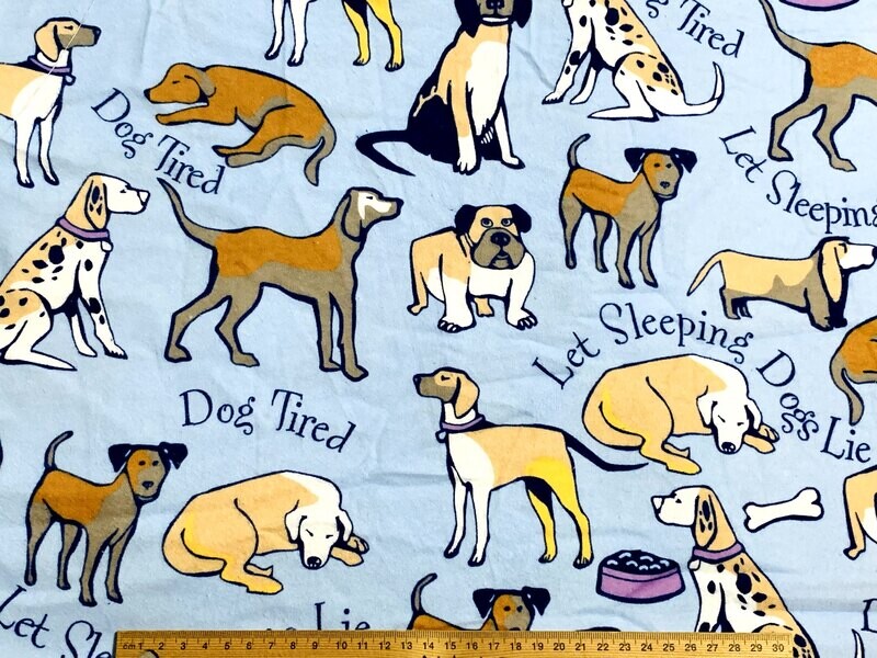 Sleeping Pups | Cotton Flannelette | 112cm wide