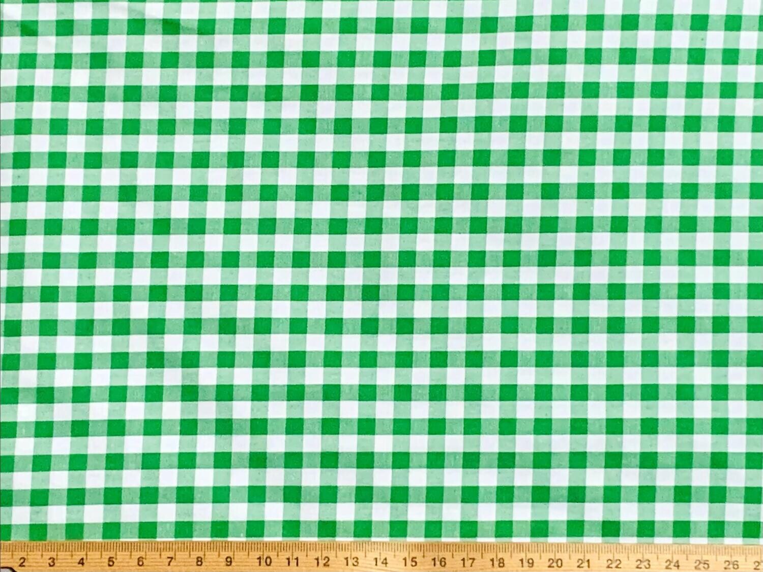 Emerald Gingham, 6mm | Yarn Dyed Cotton Woven | 150cm Wide - 1.6m Piece