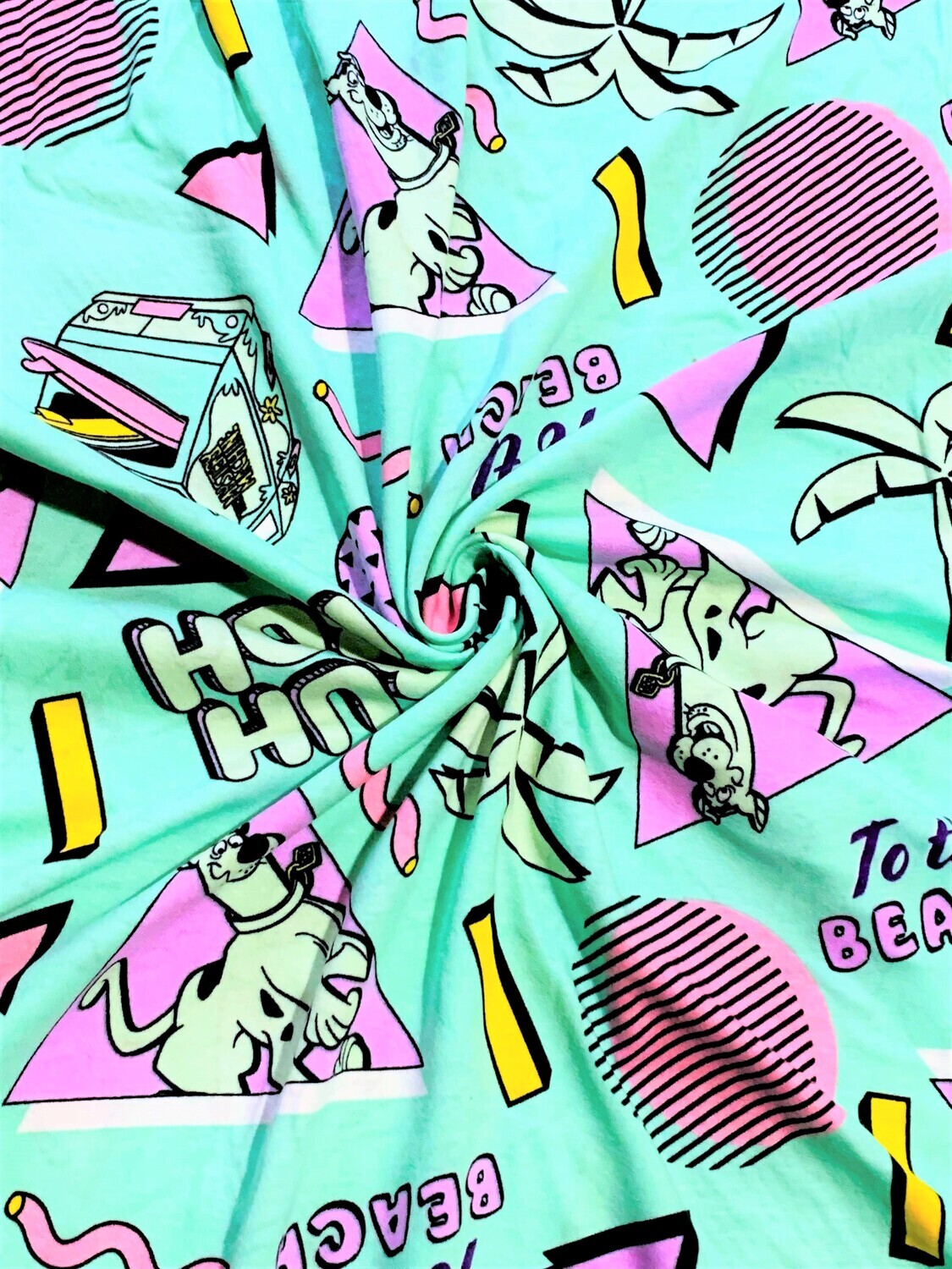 Scooby Doo, Aqua | Licensed Lightweight Cotton Jersey, 170gsm | 132cm Wide