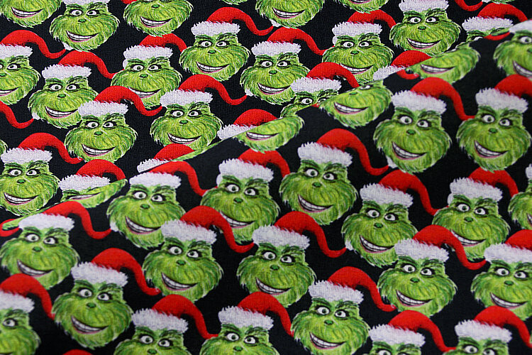 Grinch Faces All Over | PRE-ORDER Cotton Woven | 142cm wide