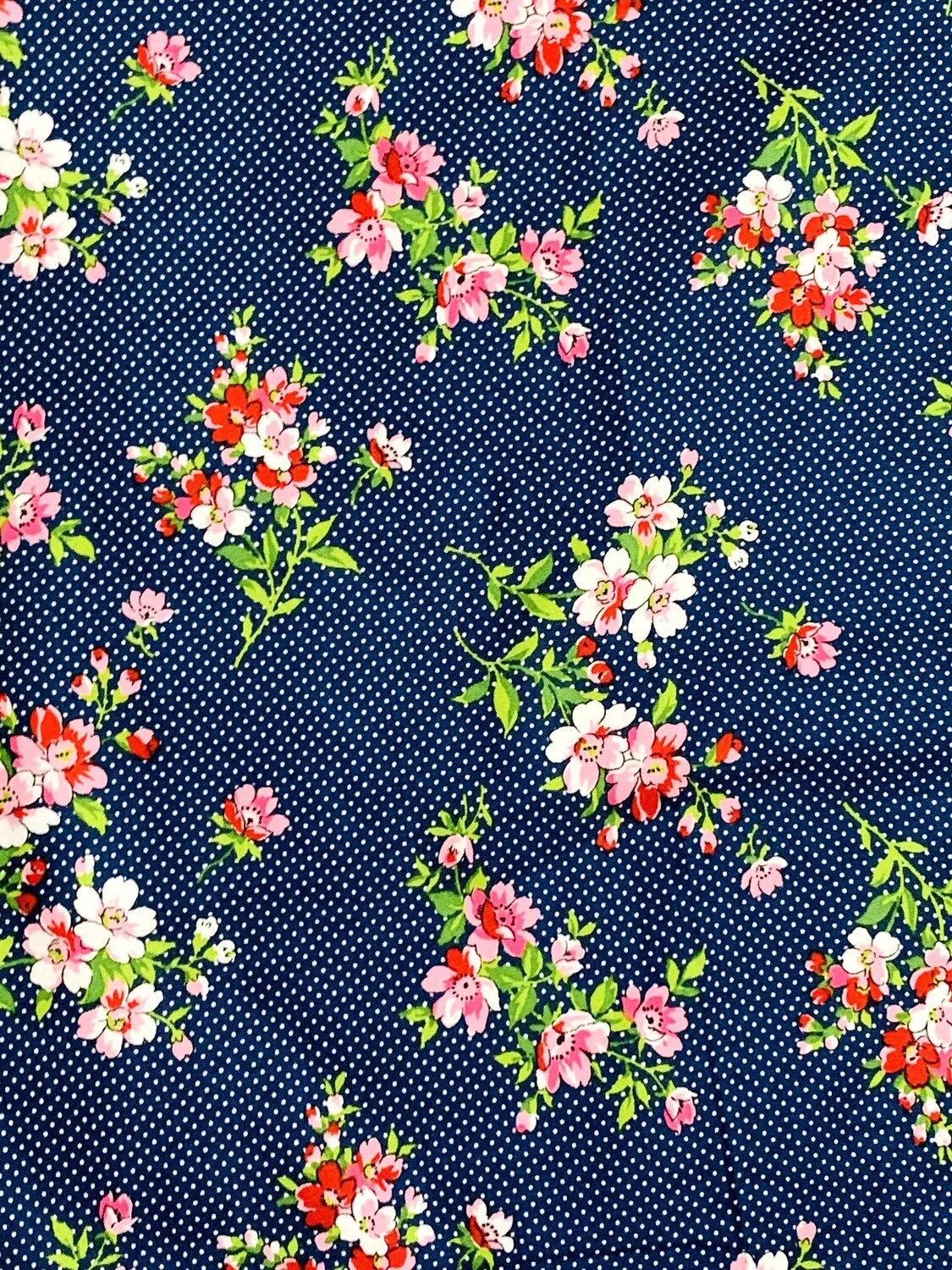 Flowers on Polka, Navy | Quilting Cotton | 112cm wide