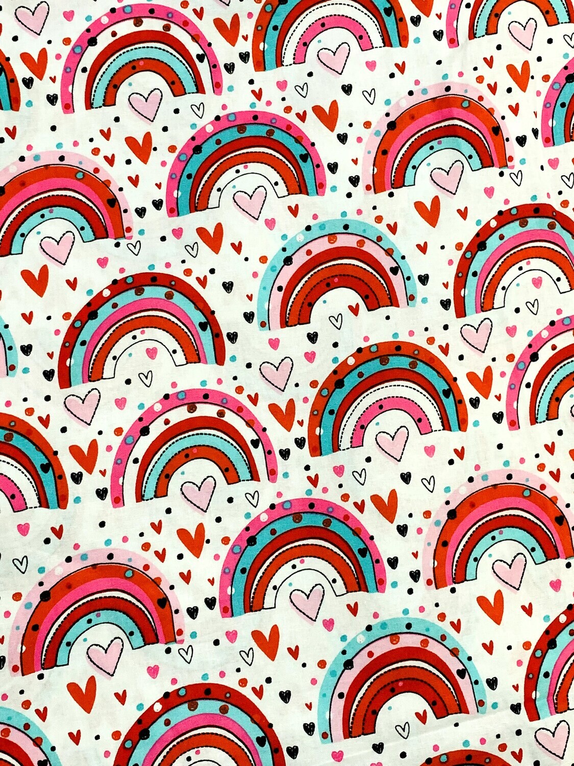 Rainbow Hearts | Quilting Cotton | 112cm wide - 0.85m Piece