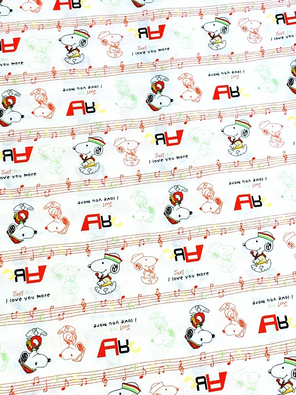 Snoopy Music | Licensed Quilting Cotton | 112cm wide - 0.9m Piece