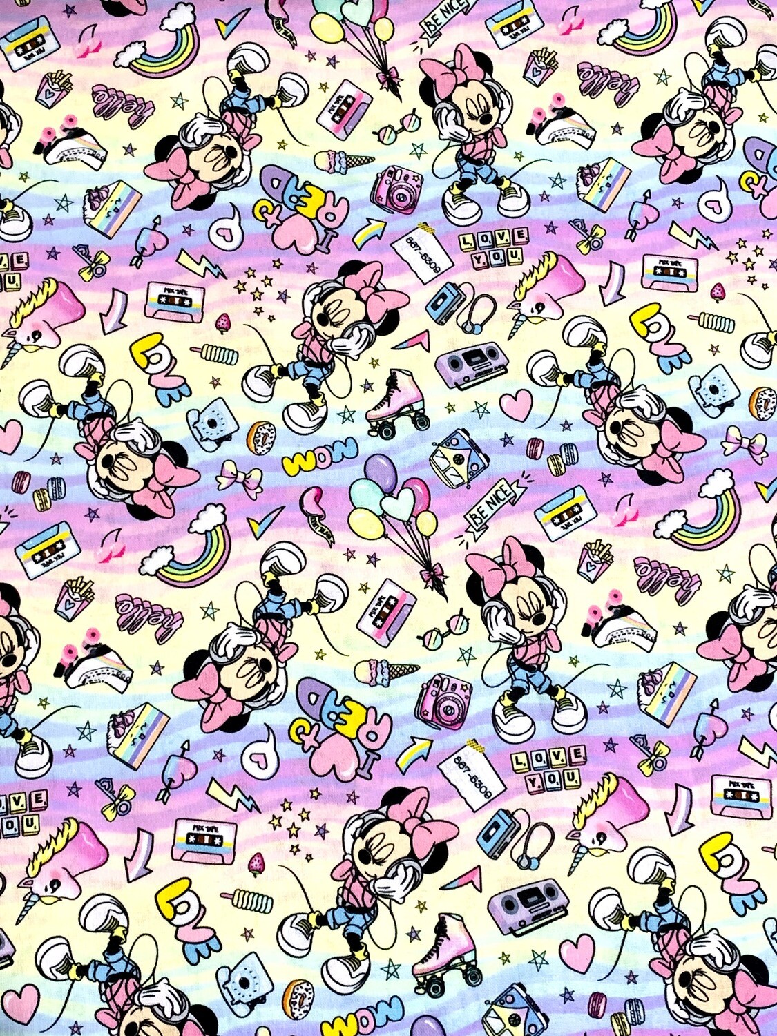 Retro Minnie Music | Custom Quilting Cotton | 145cm wide - 1m Piece