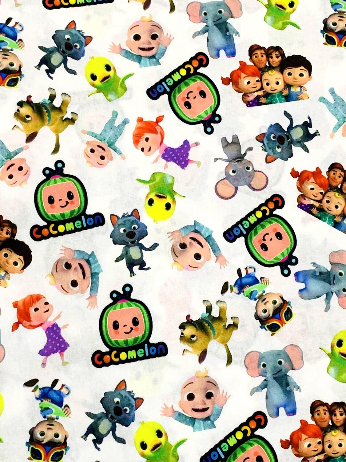 Cocomelon, Character Toss White | Custom Quilting Cotton | 145cm wide