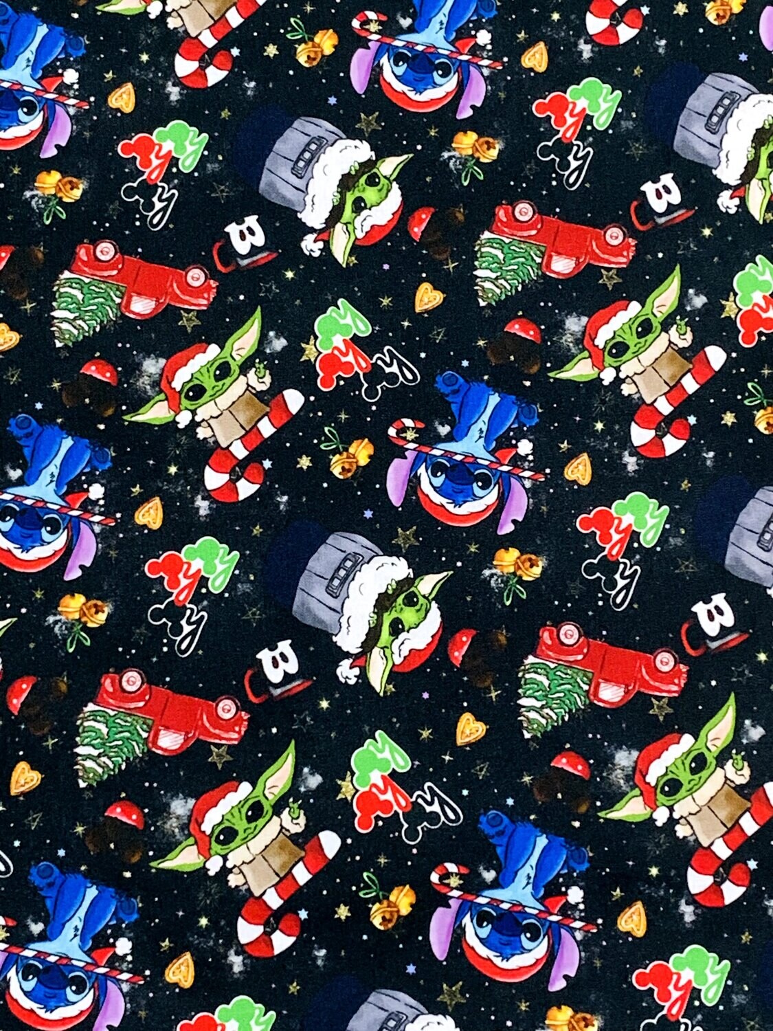 Baby Yoda &amp; Stitch, Chrismas | Custom Quilting Cotton | 145cm wide