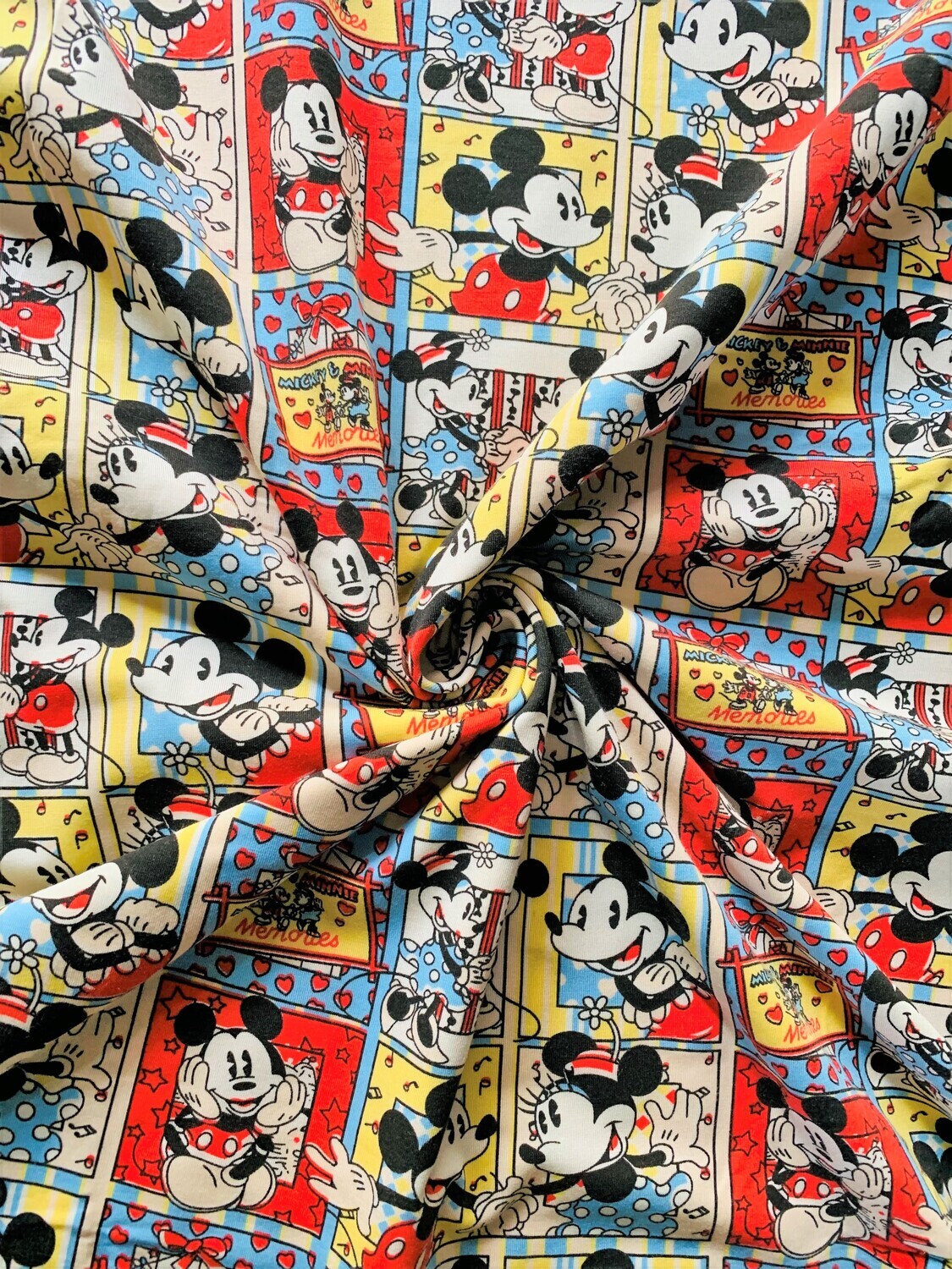Mickey Comic | Licensed Cotton Lycra, 180gsm | 170cm Wide - 0.8m Piece