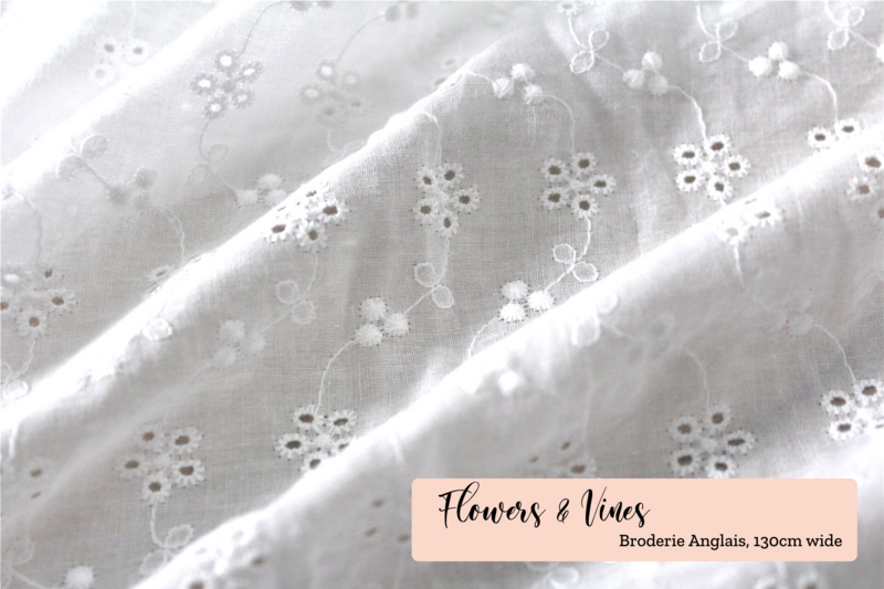 Flowers &amp; Vines | Broderie Anglais | 130cm Wide