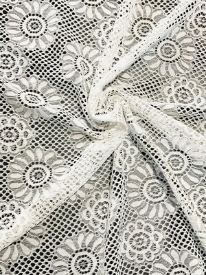 Sunflowers, Ivory | Stretch Lace | 135cm Wide