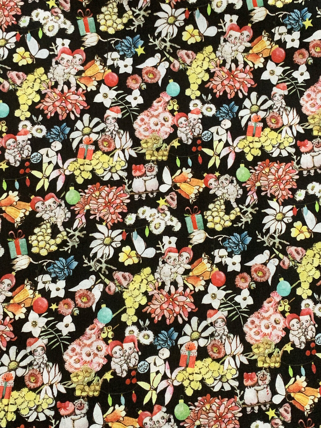 May Gibbs Gumnut Christmas, Black | Licensed Quilting Cotton | 112cm wide