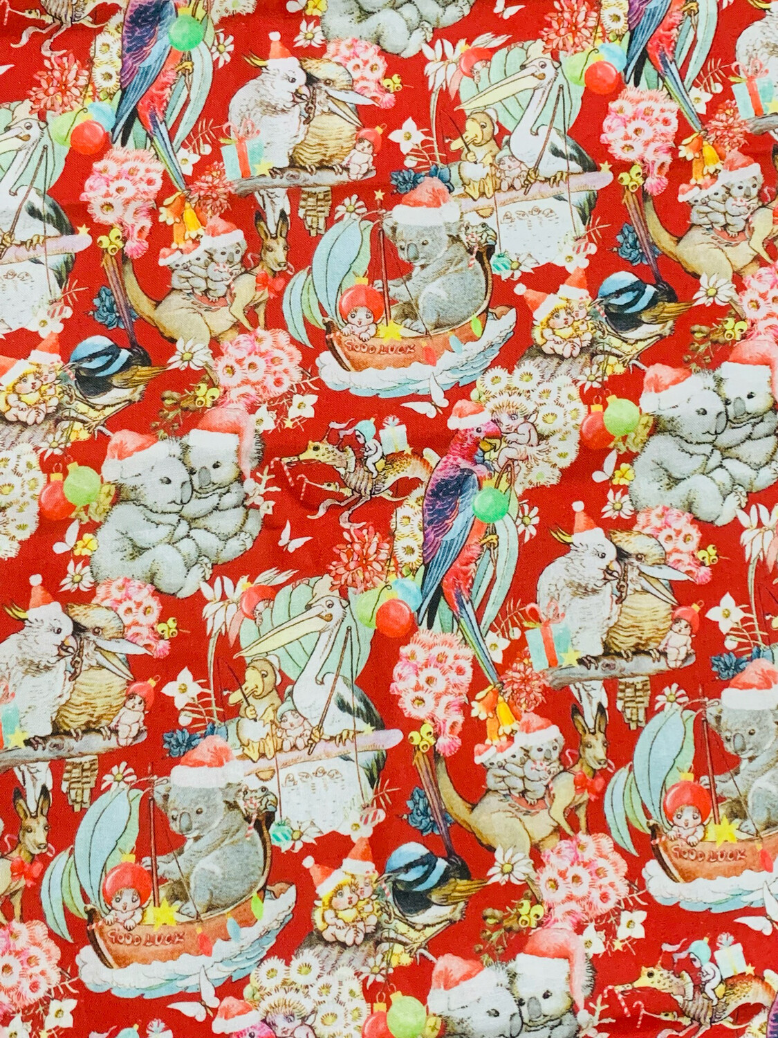 May Gibbs Tis the Season Christmas, Red | Licensed Quilting Cotton | 112cm wide