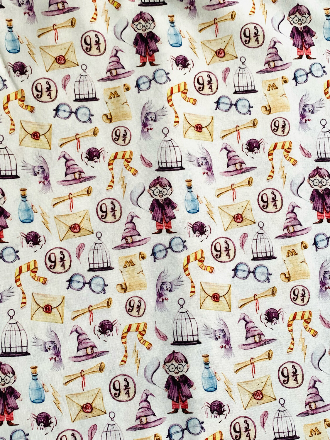 Harry Potter, Watercolour Kawaii | Extra-Wide Custom Quilting Cotton Woven Fabric | 145cm wide