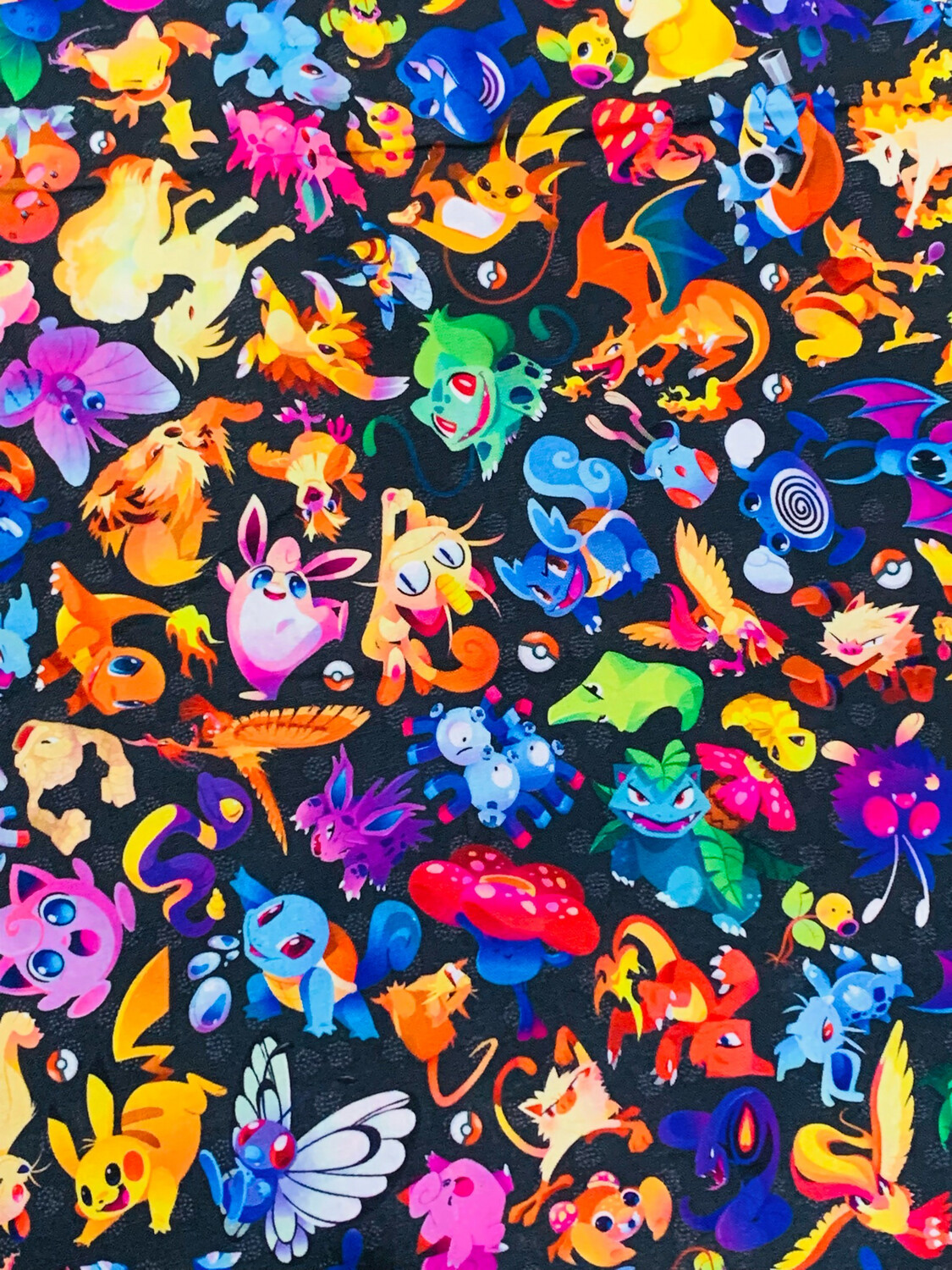 Pokemon Allover, Black | Custom Quilting Cotton | 145cm wide - 0.45m Piece