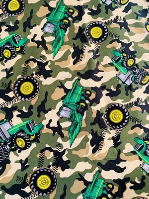 Camo Tractor Toss, John Deere | Licensed Quilting Cotton | 112cm wide