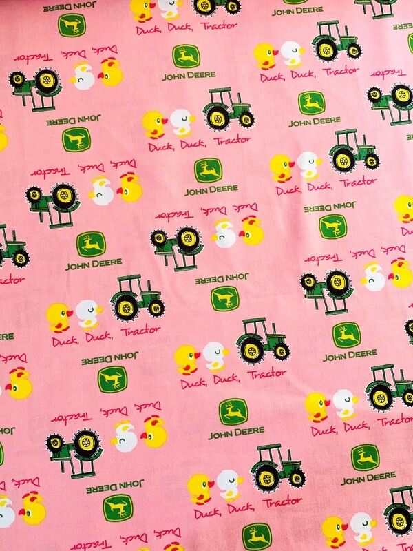 Duck Duck Tractor Pink, John Deere | Licensed Quilting Cotton | 112cm wide