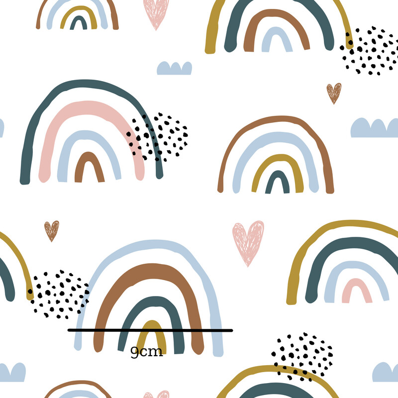 Rainbows, Blue | Digital-Print Quilting Cotton Woven | 145cm wide