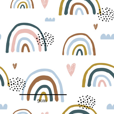 Rainbows, Blue | Digital-Print Quilting Cotton Woven | 145cm wide