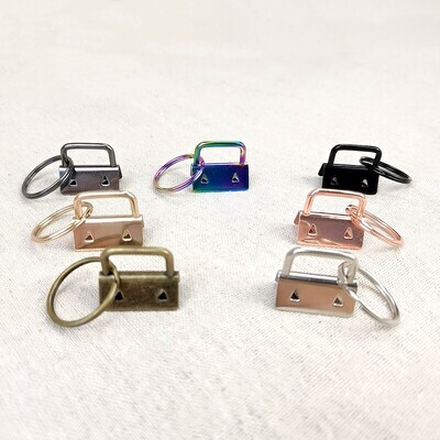 25mm (1&#39;&#39;) Key Fob Hardware Clasps with Keyring | 7 Colours | 5-pack